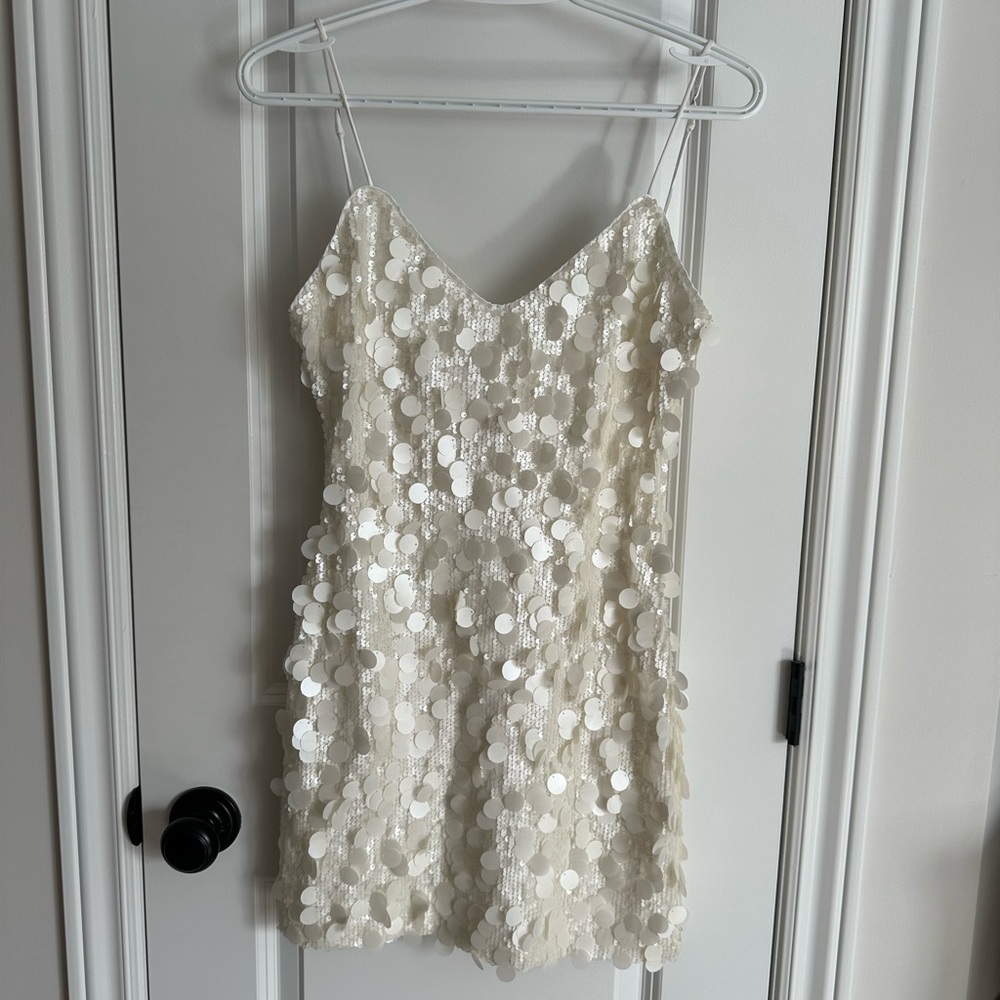 White Sequin Mini Dress